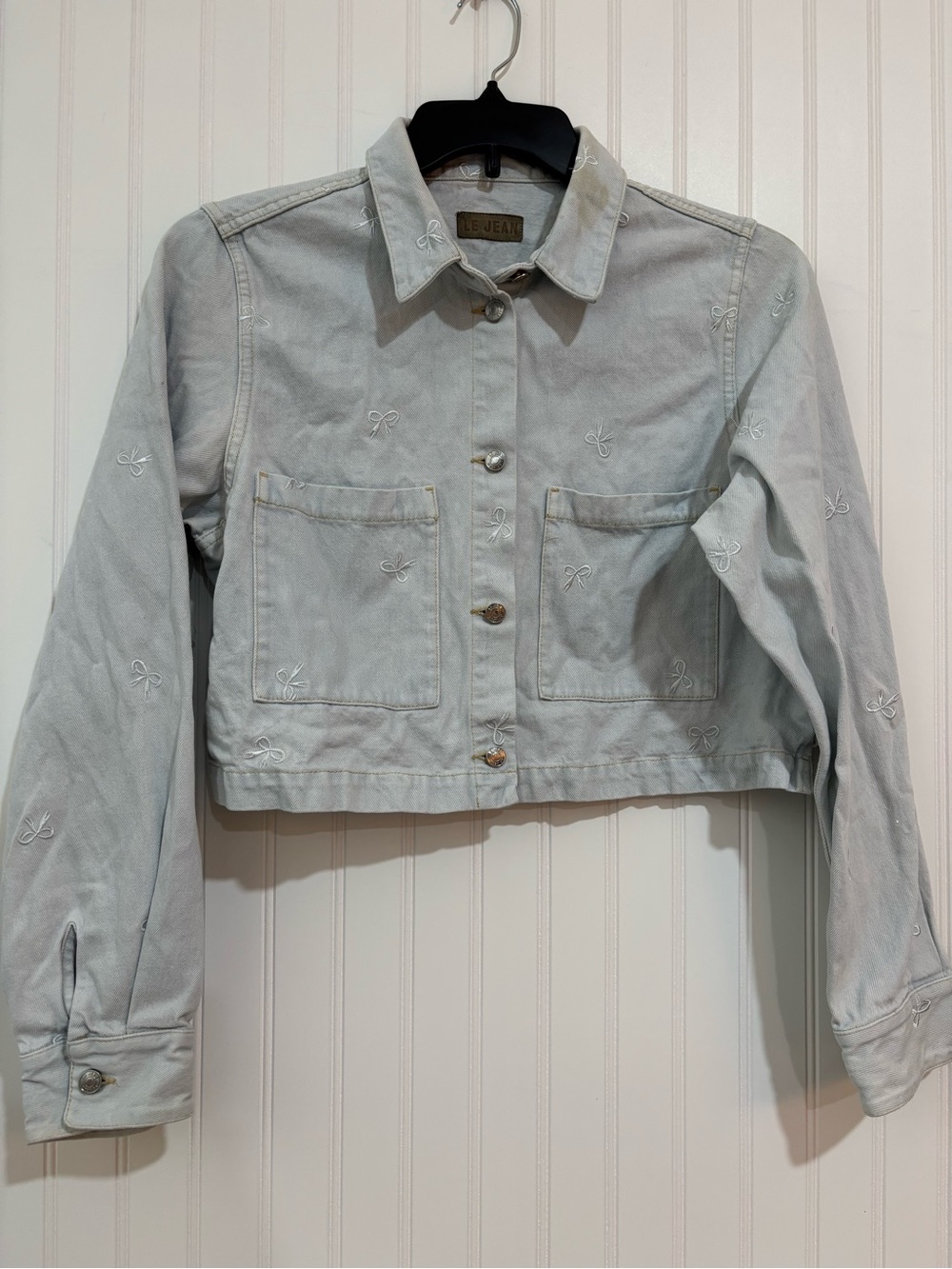 Cropped Light Blue Button-Front Jacket - Picture 6 of 10